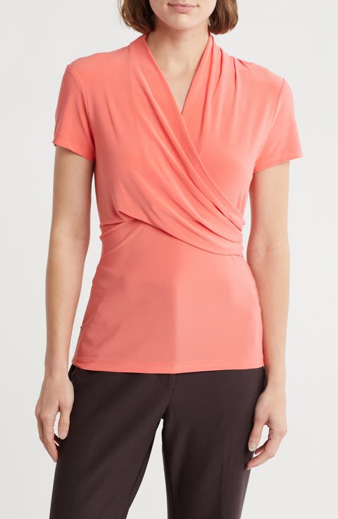 Draped Short Sleeve Knit Top