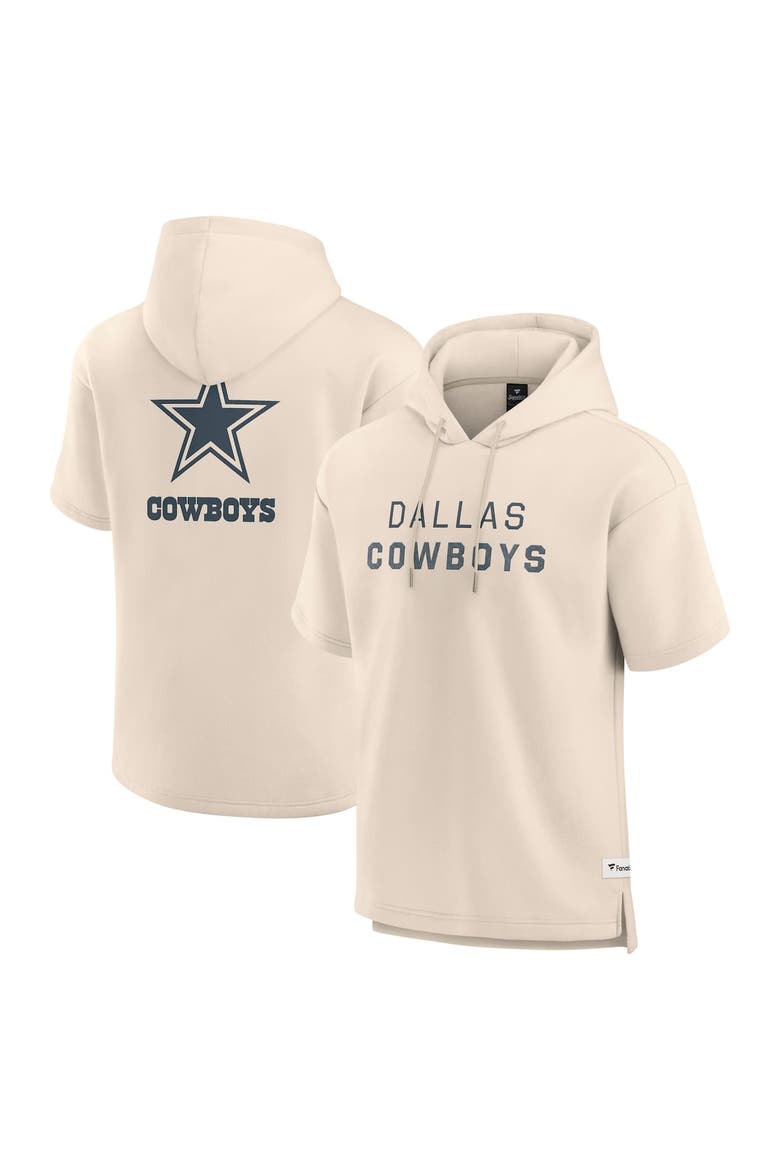 Men's Fanatics Cream Dallas Cowboys Elements Future Ground Lettering Short Sleeve Pullover Hoodie, Main, color, Cream