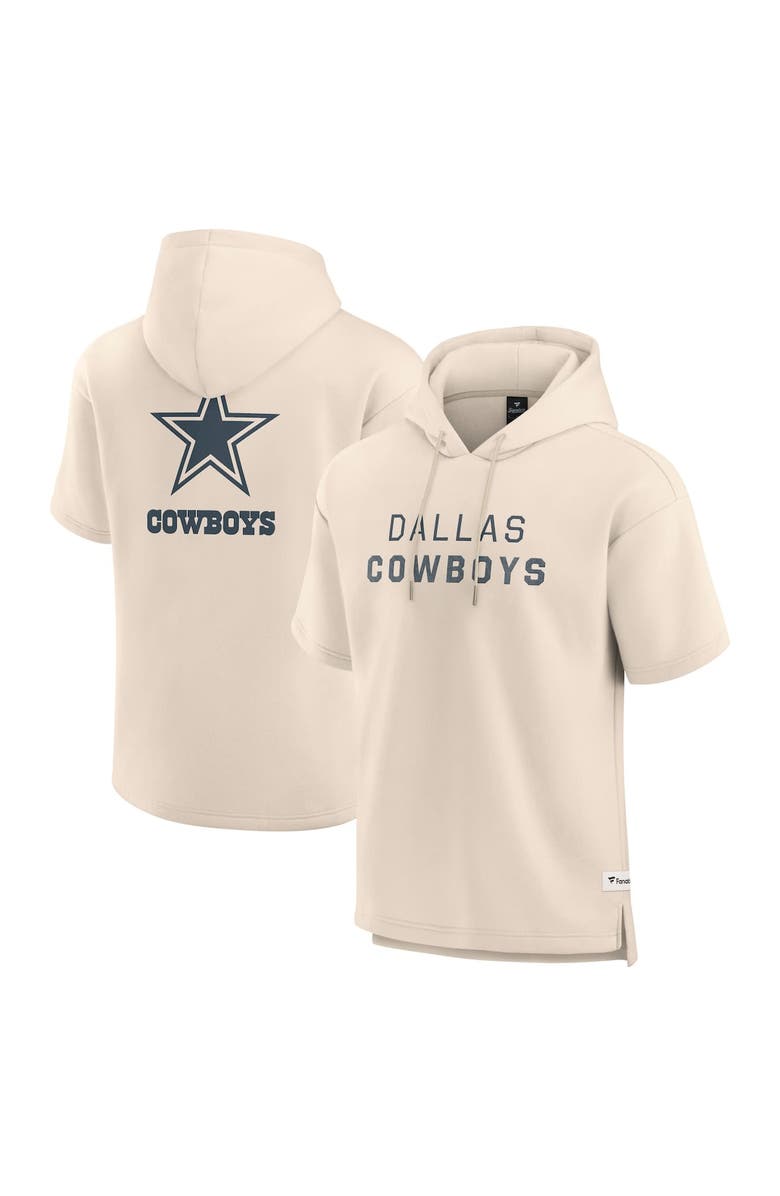 FANATICS Men's Fanatics Cream Dallas Cowboys Elements Future Ground Lettering Short Sleeve Pullover Hoodie, Main, color, Cream