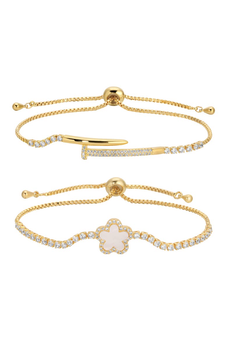 Louise Set of 2 Assorted Slider Bracelets, Main, color, GOLD
