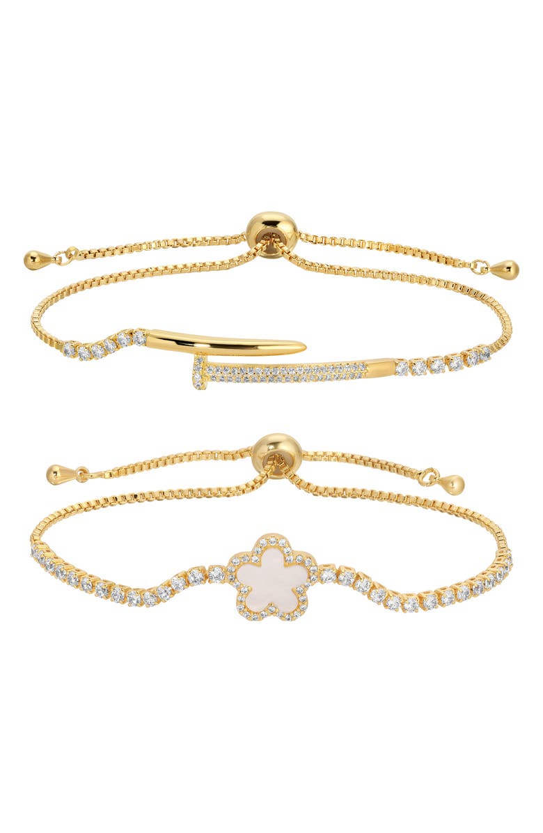 EYE CANDY LOS ANGELES Louise Set of 2 Assorted Slider Bracelets, Main, color, Gold