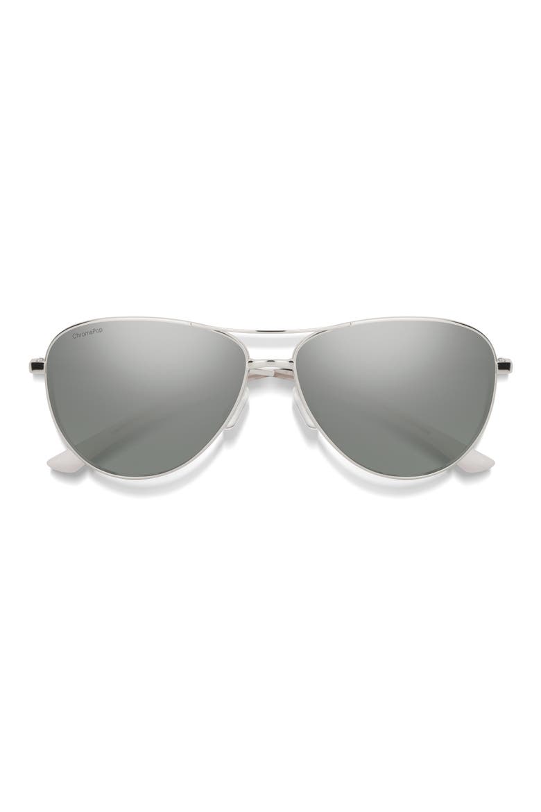 Langley 60mm ChromaPop™ Polarized Aviator Sunglasses, Main, color, SILVER / PLATINUM MIRROR