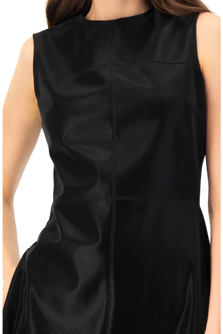 Sleeveless High Shine A-Line Dress, Alternate, color, Black