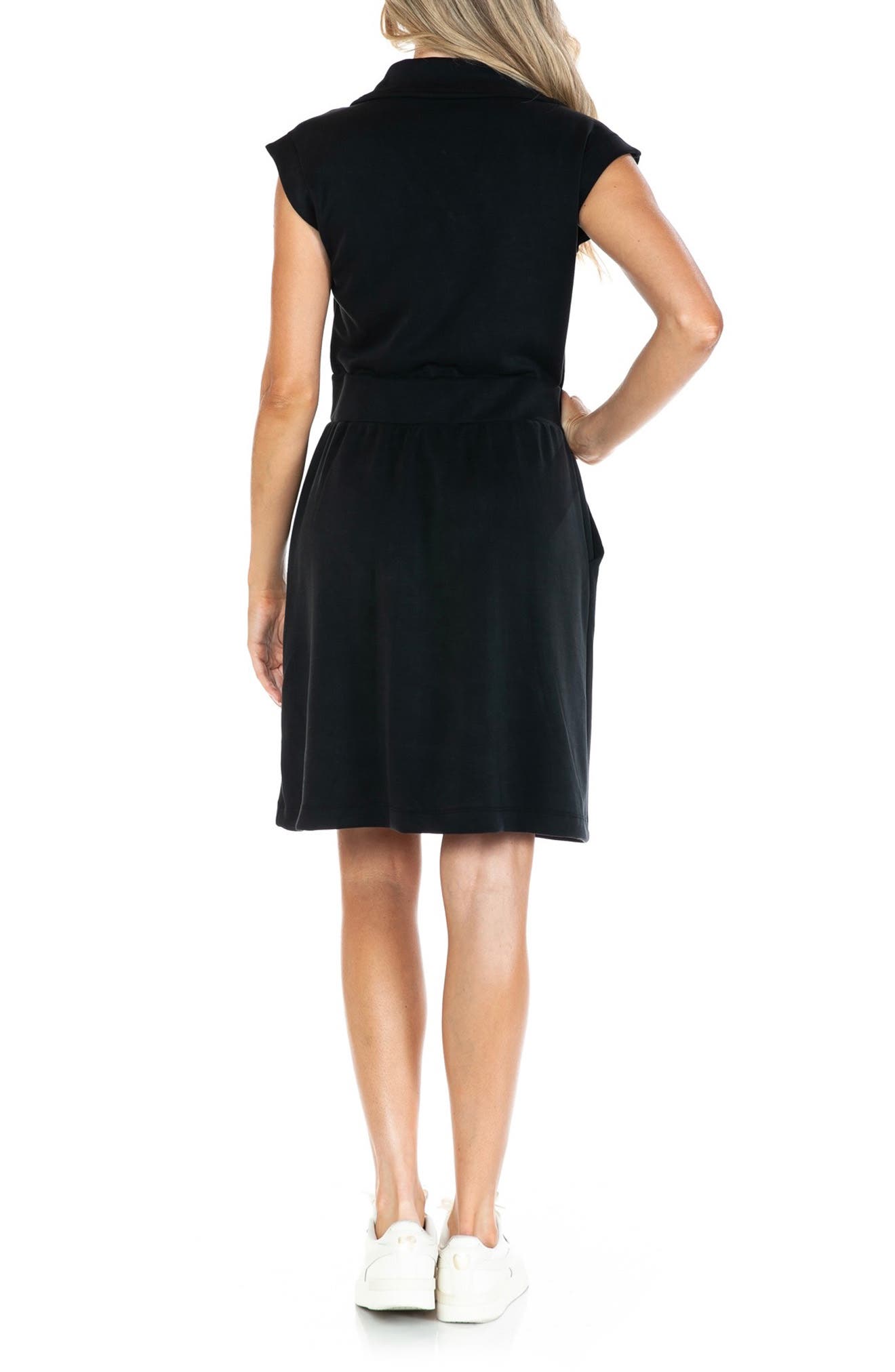 Cap Sleeve Zip Front Scuba Dress - image 2