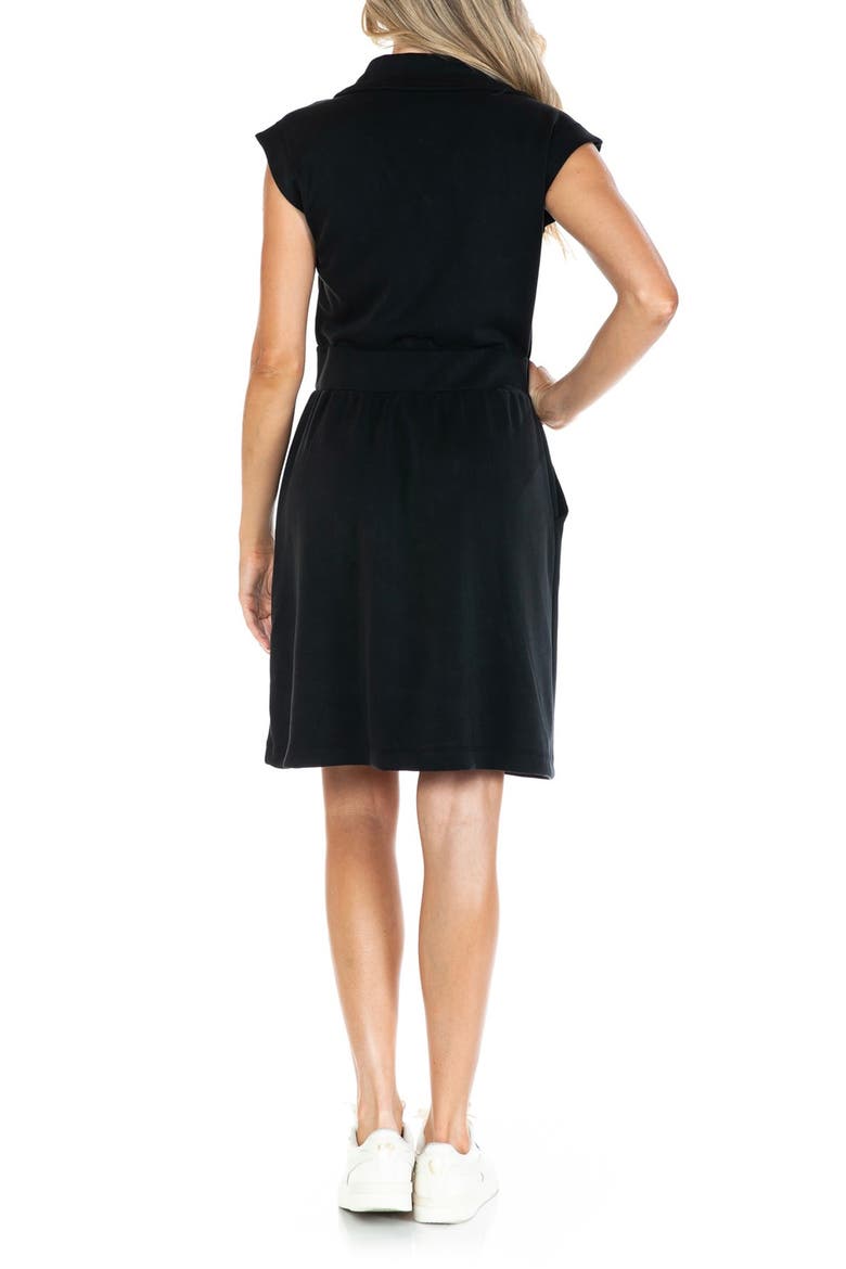 Cap Sleeve Zip Front Scuba Dress, Alternate, color, BLACK
