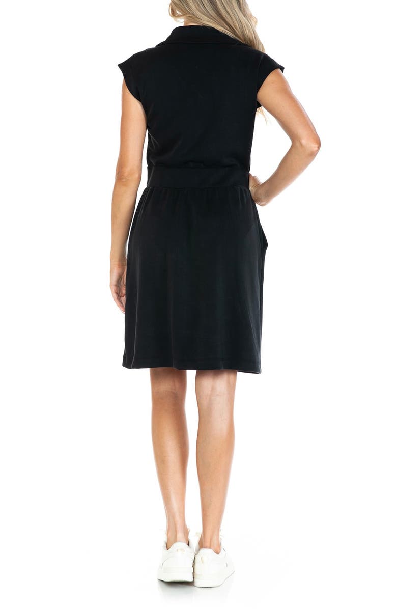 O.L. Cap Sleeve Zip Front Scuba Dress, Alternate, color, Black