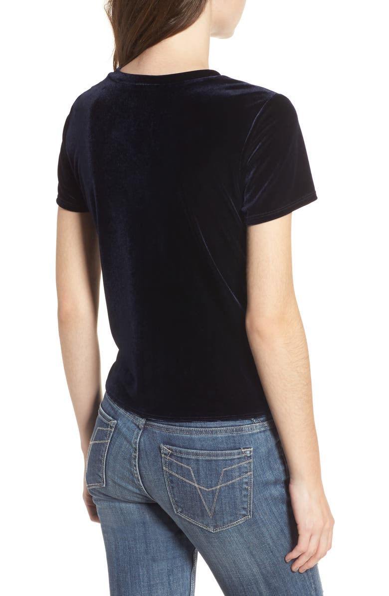 Soprano Twist Front Velvet Tee, Alternate, color,