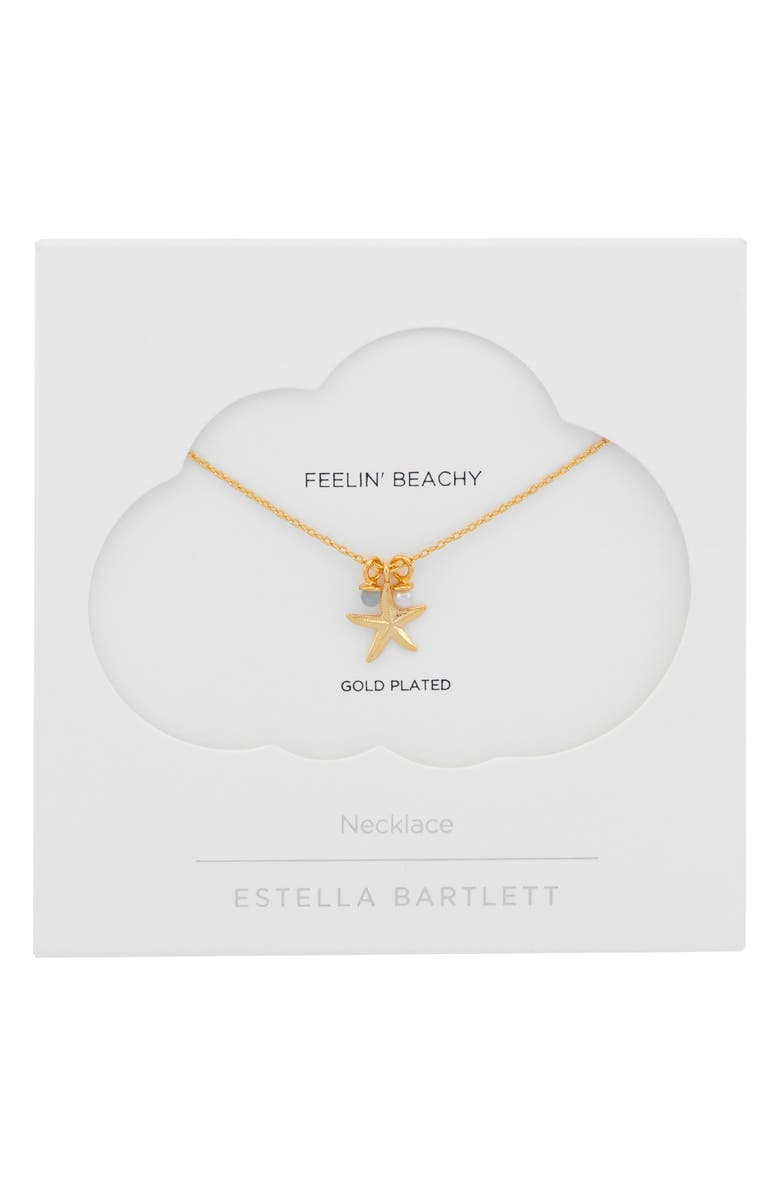 Estella Bartlett Feelin' Beachy Starfish & Bead Charms Necklace, Alternate, color, Gold