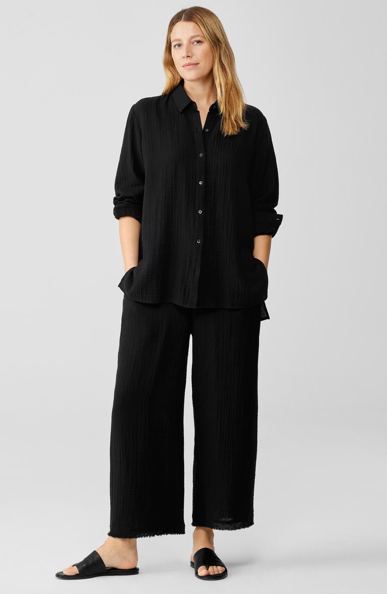 Eileen Fisher Easy Classic Organic Cotton Button-Up Shirt, Alternate, color, 
