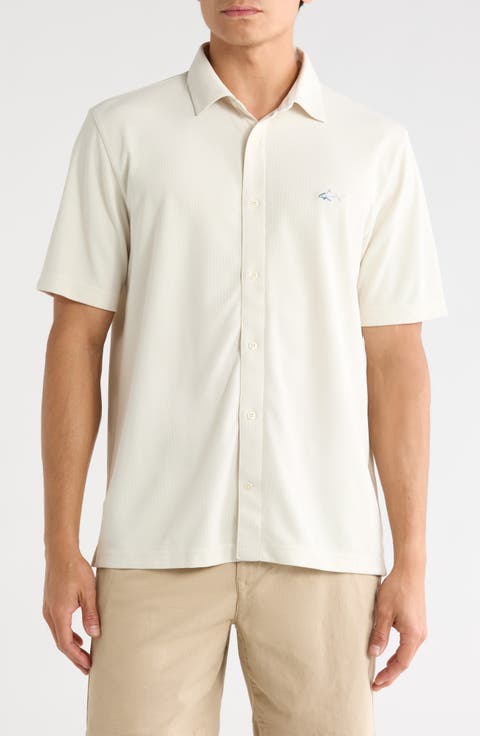 Stretch Piqué Button Front Shirt
