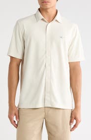 Greg Norman Stretch Piqué Button Front Shirt