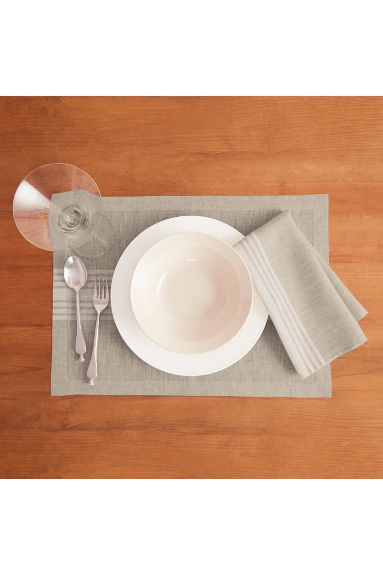 Linen Placemats Set of 4, 14 x 19" - Farmhouse, Alternate, color, White and Natural