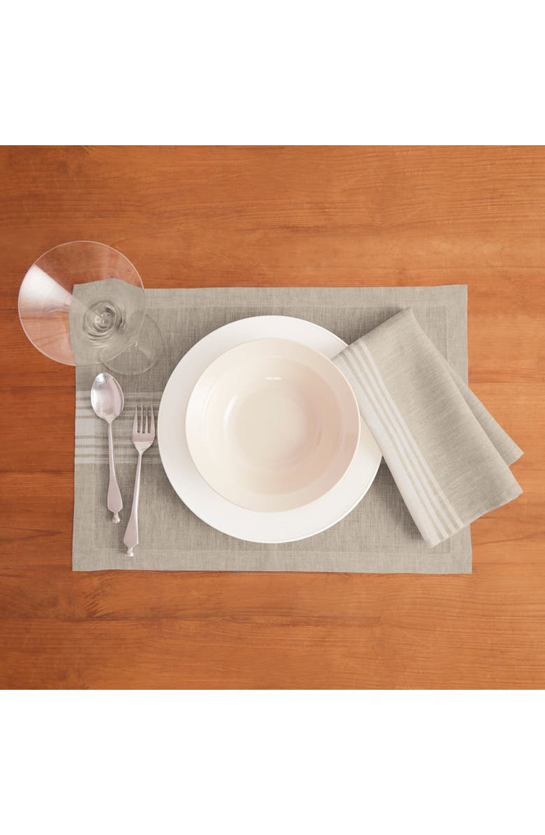 Solino Home Linen Placemats Set of 4, 14 x 19 Inch for Dining Table, Holiday and Everyday Table Decor - Farmhouse, Alternate, color, White And Natural