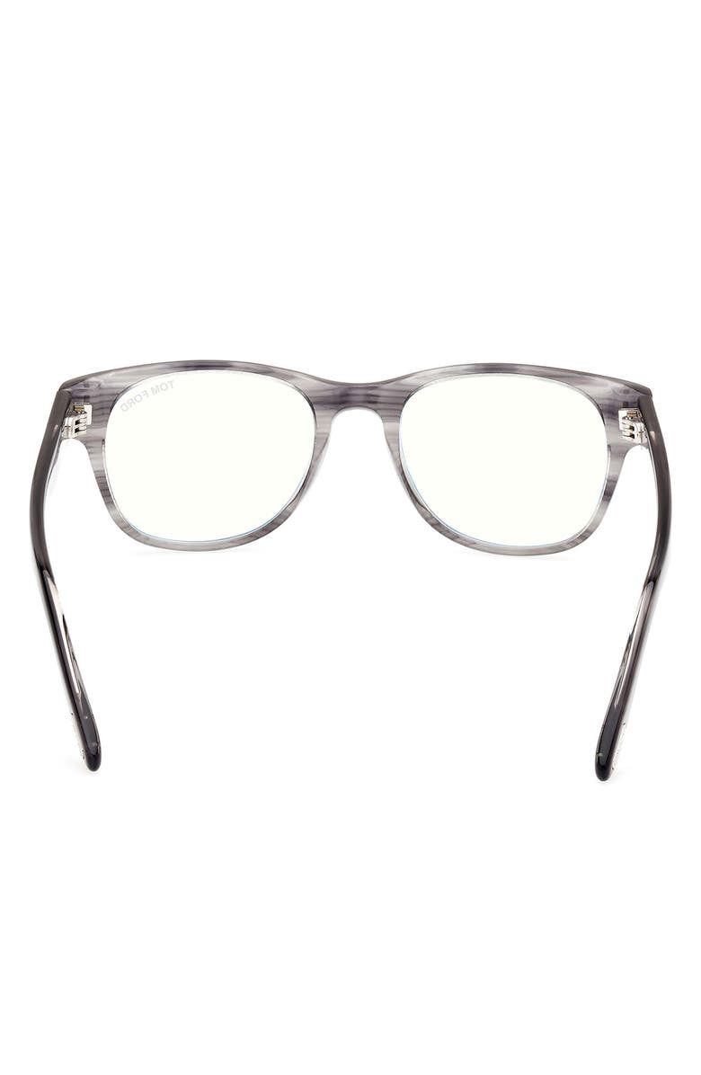 TOM FORD 52mm Square Blue Light Blocking Optical Glasses, Alternate, color, Striped Grey / T Logo