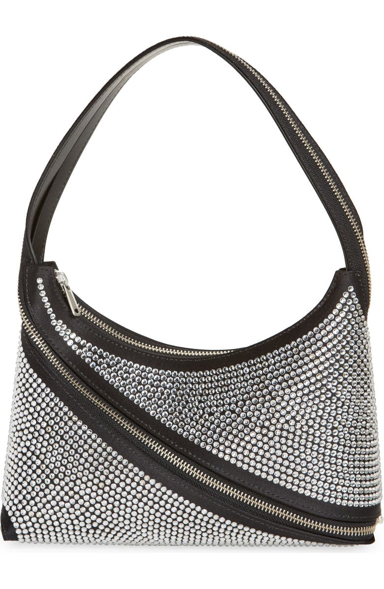 Coperni Swipe Crystal Zip Baguette Handbag, Main, color,
