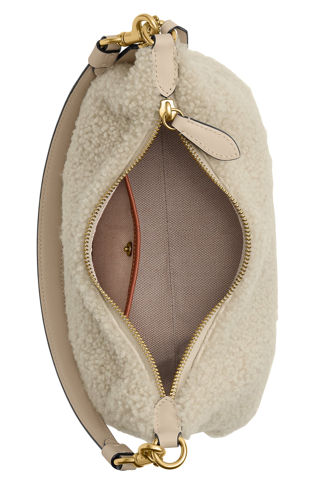 COACH Juliet Genuine Shearling Shoulder Bag, Alternate, color, Beige