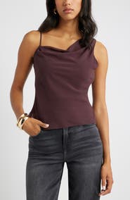 Open Edit Drape Asymmetric Neck Top