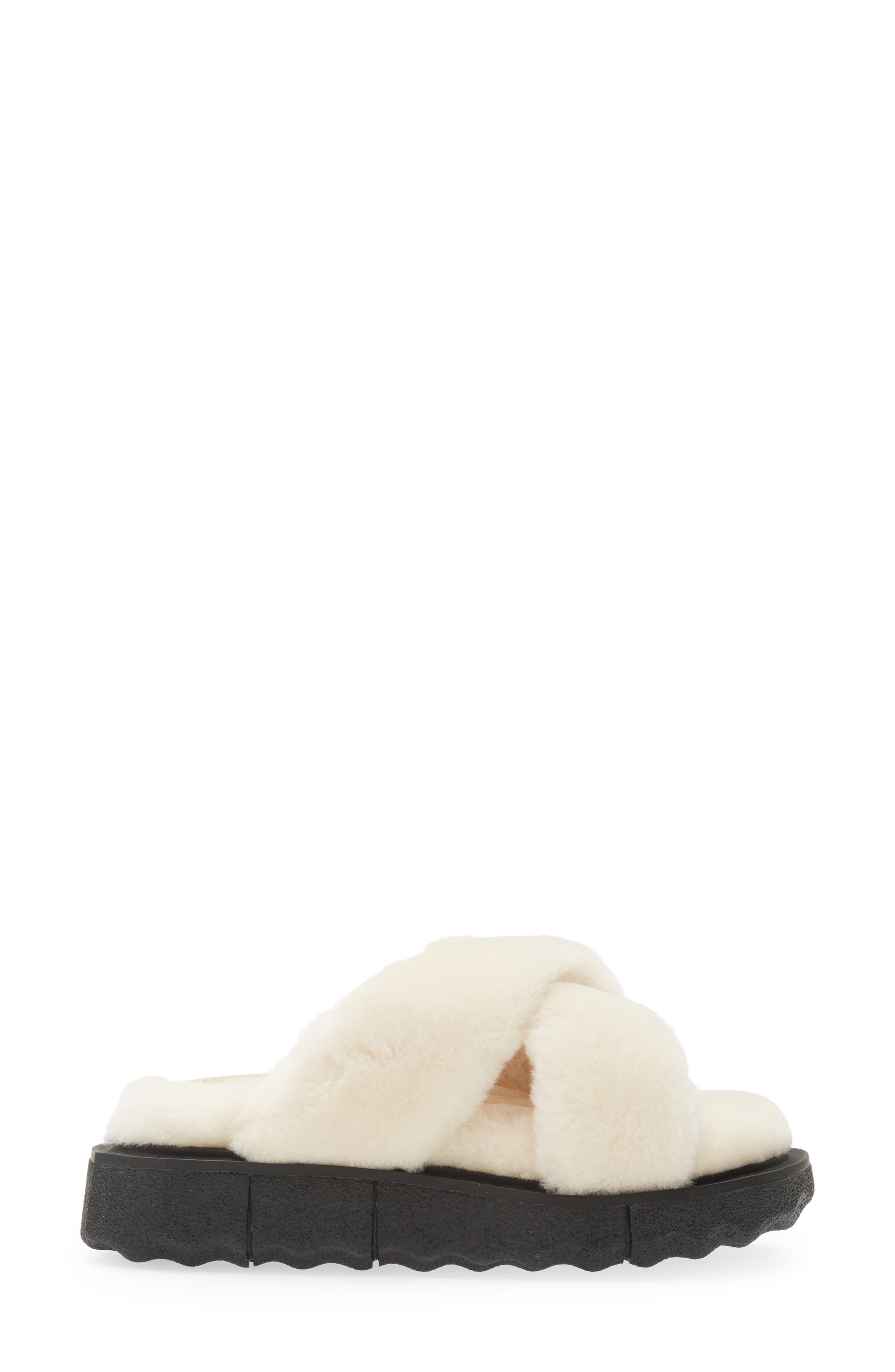 Off-White Sponge Sole Faux Shearling Slide Sandal, Alternate, color, 