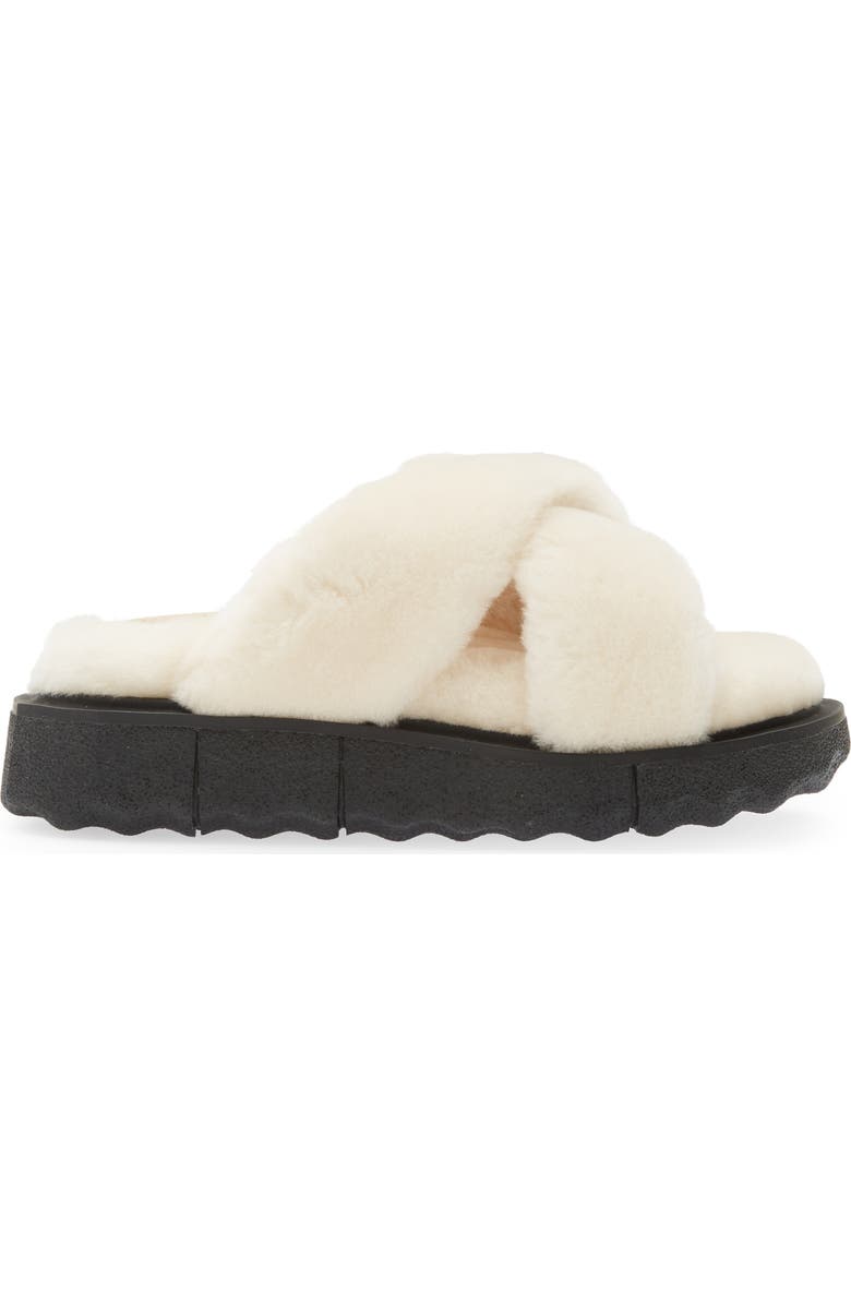 Off-White Sponge Sole Faux Shearling Slide Sandal, Alternate, color,