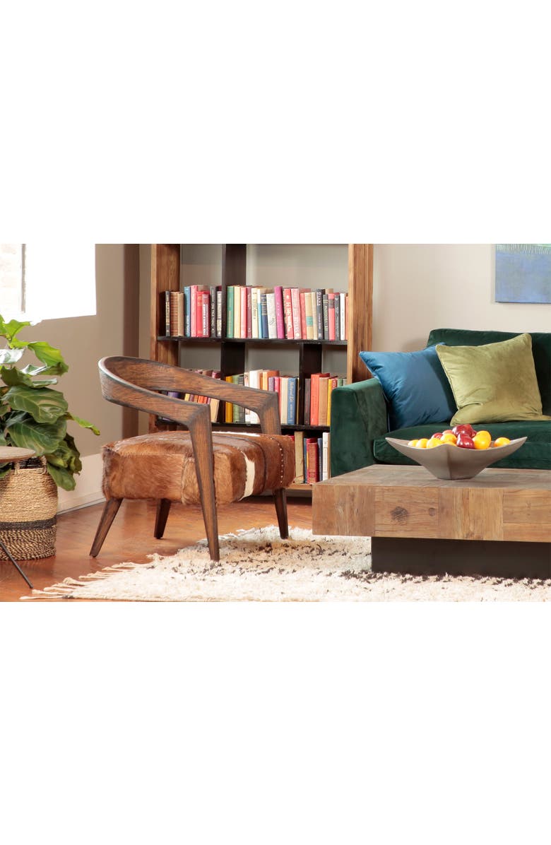 Dovetail Furniture Tamsin Goat Hide & Mindi Wood Accent Chair, Alternate, color, Natural