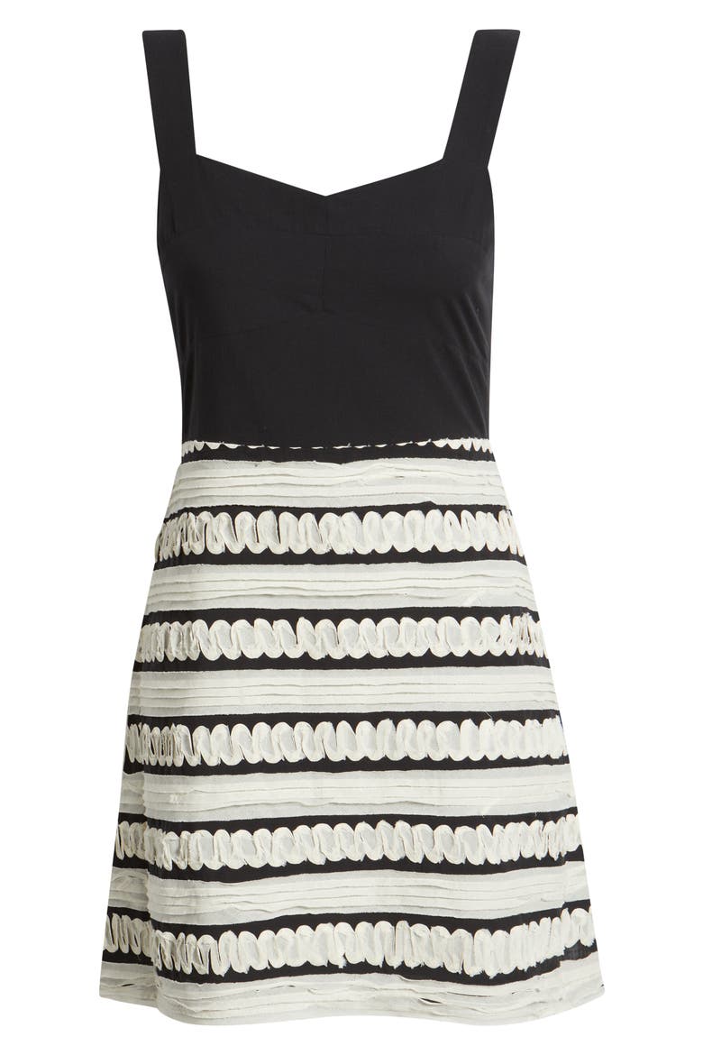 Bonnie Contrast Ribbon Minidress, Alternate, color, BLACK/ CREAM