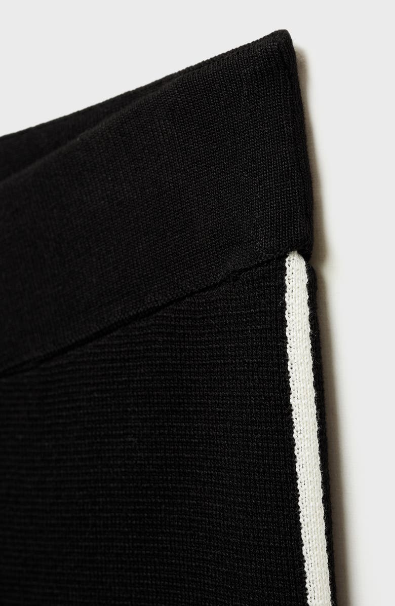 MANGO Contrast Stripe Straight Leg Pants, Alternate, color, Black