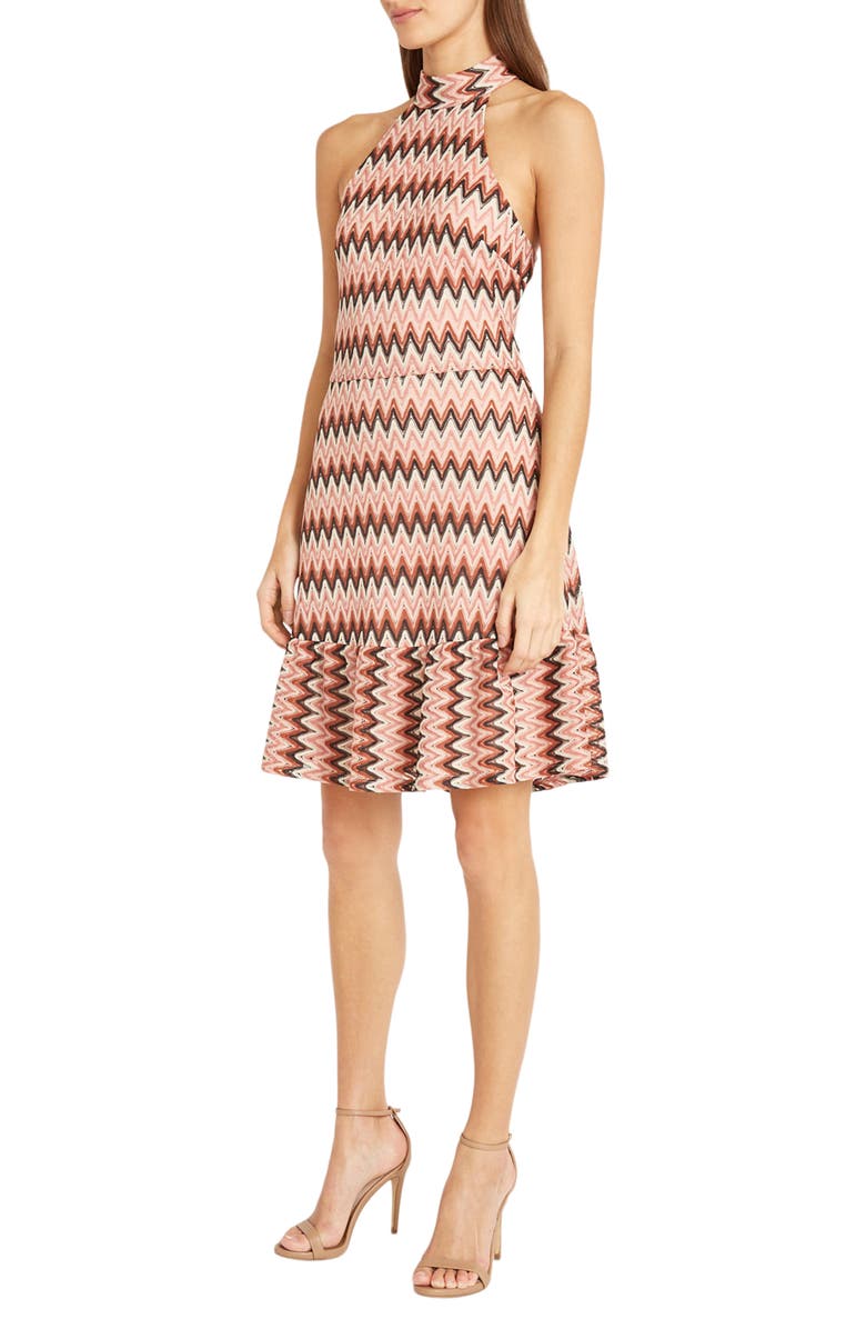 Donna Morgan Halter Peplum Hem Dress, Alternate, color, 