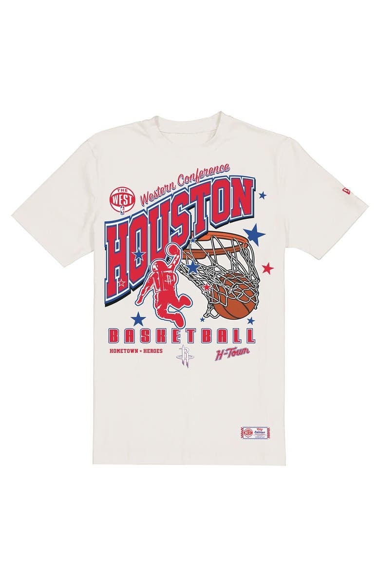 New Era Men's New Era  Cream Houston Rockets Oversized City Edition Remix Vintage T-Shirt, Alternate, color, Cream