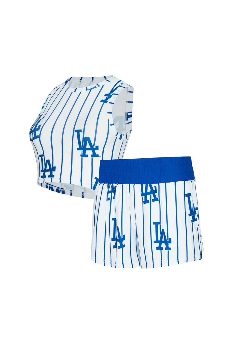 Women's Concepts Sport  White Los Angeles Dodgers Pinstripe Record Tank & Short Set, Alternate, color, White