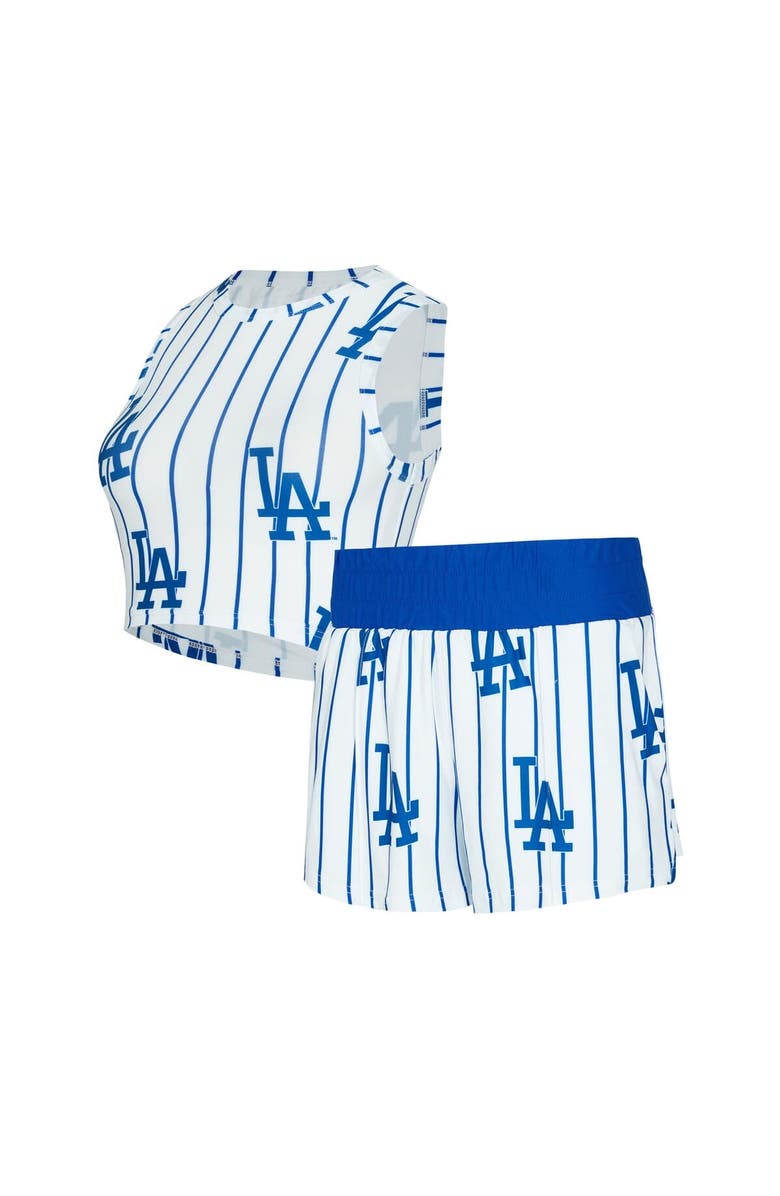 CONCEPTS SPORT Women's Concepts Sport  White Los Angeles Dodgers Pinstripe Record Tank & Short Set, Alternate, color, White
