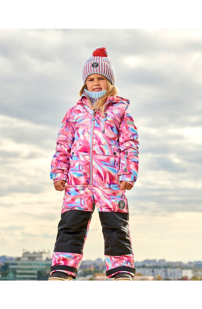 Deux par Deux Girl's One Piece Snowsuit Printed Marble, Alternate, color, 