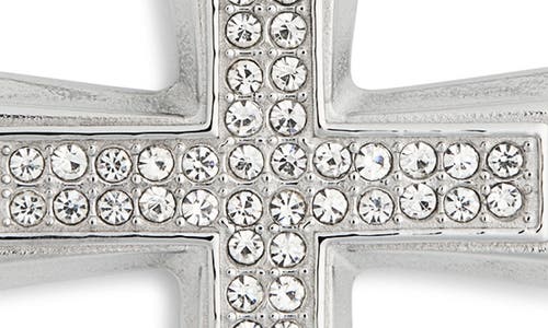 American Exchange Stainless Steel Pavé Crystal Cross Pendant Necklace In Silver