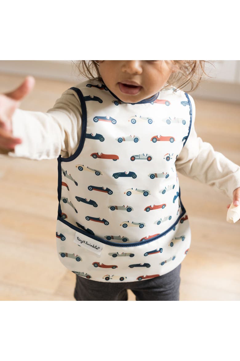 Mess-Proof and Waterproof Baby Apron Bib, Alternate, color, Vintage Cars