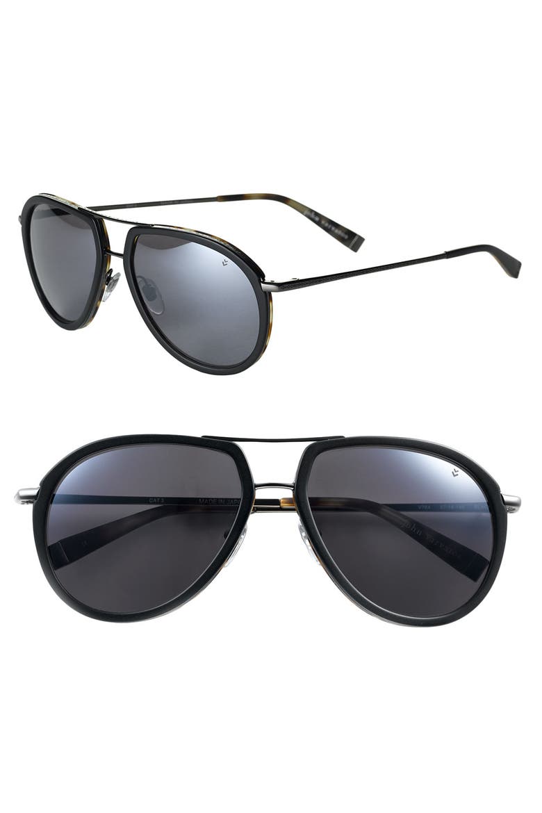 'Wrapped Lens' Aviator Sunglasses, Main, color, BLACK