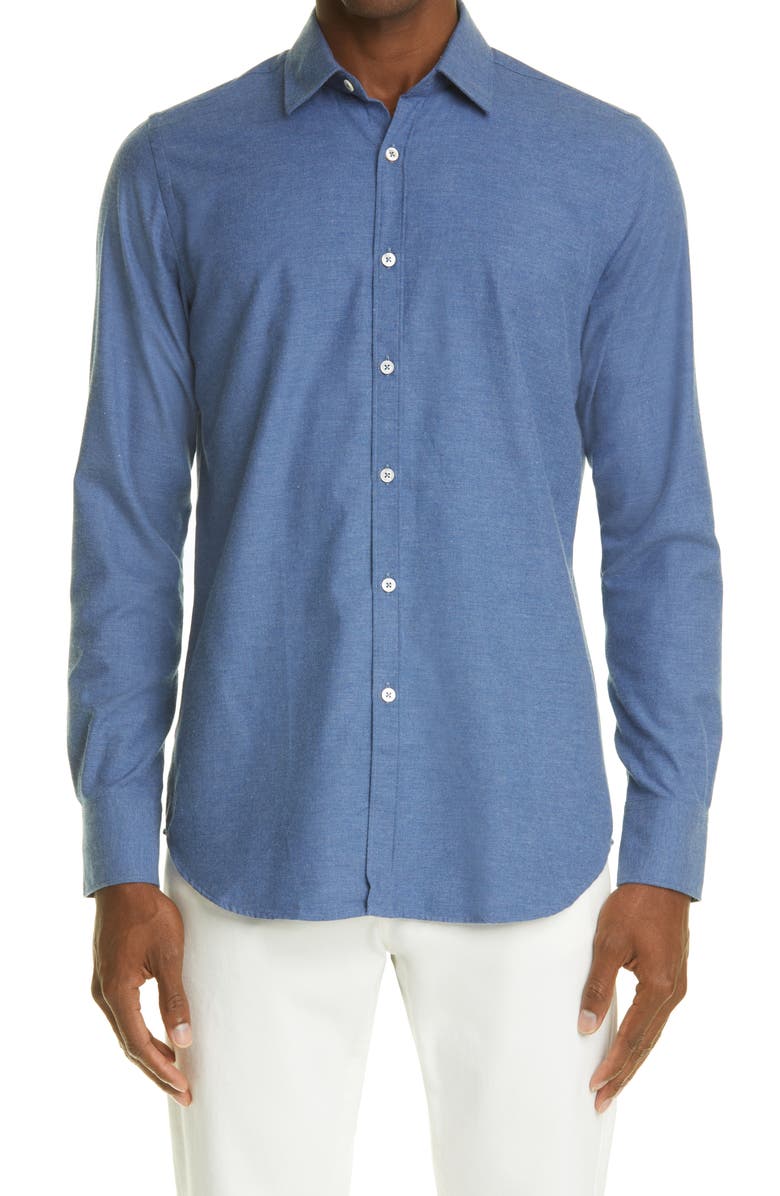 Canali Cotton Button-Up Shirt, Main, color, 
