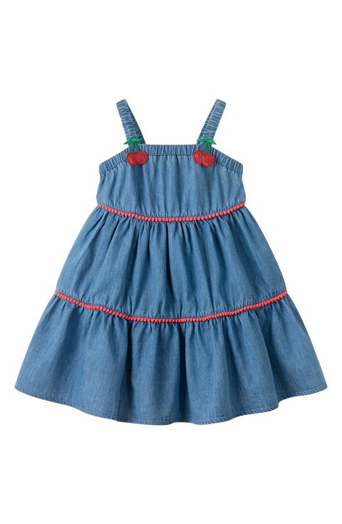 Kids' 3D Cherry Icon Chambray Tiered Dress (Toddler & Little Kid)