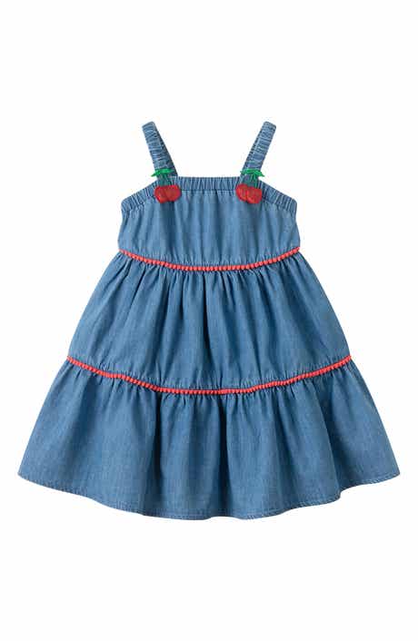 Andy & Evan Kids' 3D Cherry Icon Chambray Tiered Dress