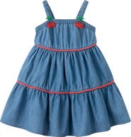 Andy & Evan Kids' 3D Cherry Icon Chambray Tiered Dress