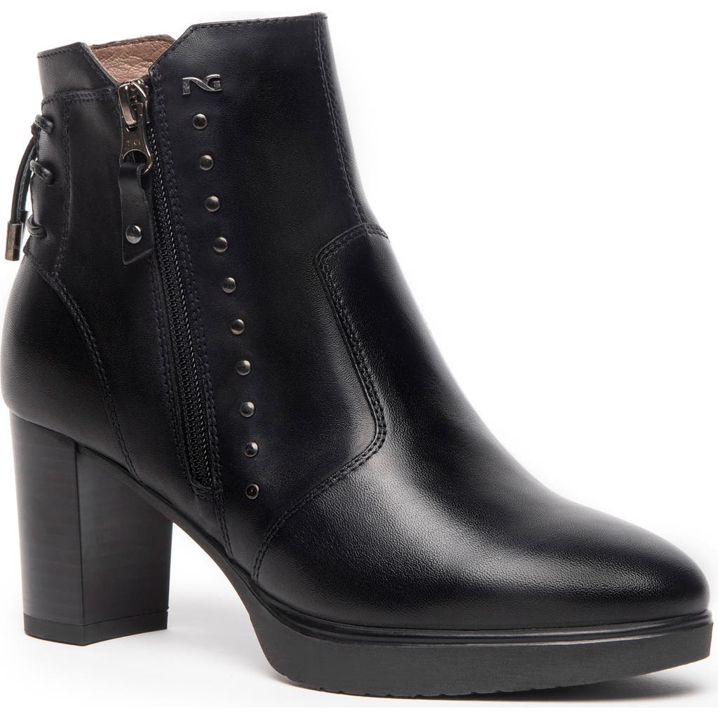 Nerogiardini Corset Leather Dual-zip Platform Booties In Black