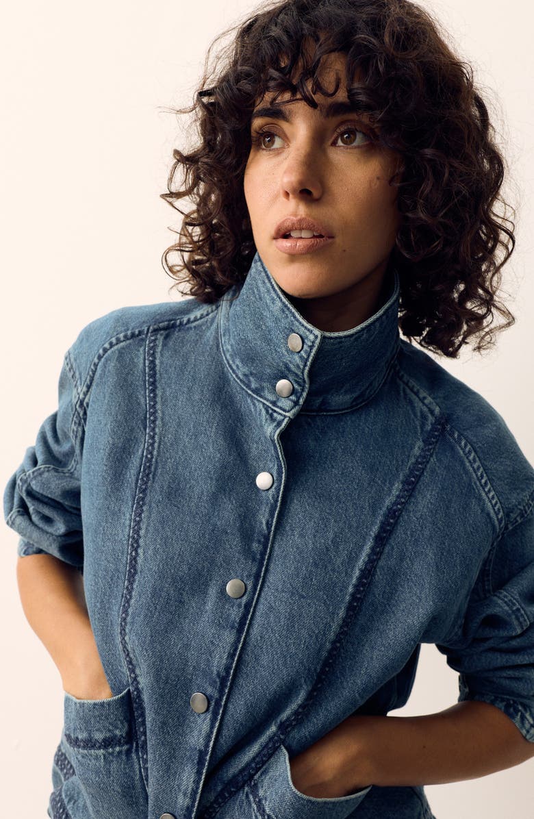 PER UNA BY M&S Denim Bomber Jacket, Alternate, color, Indigo Blue