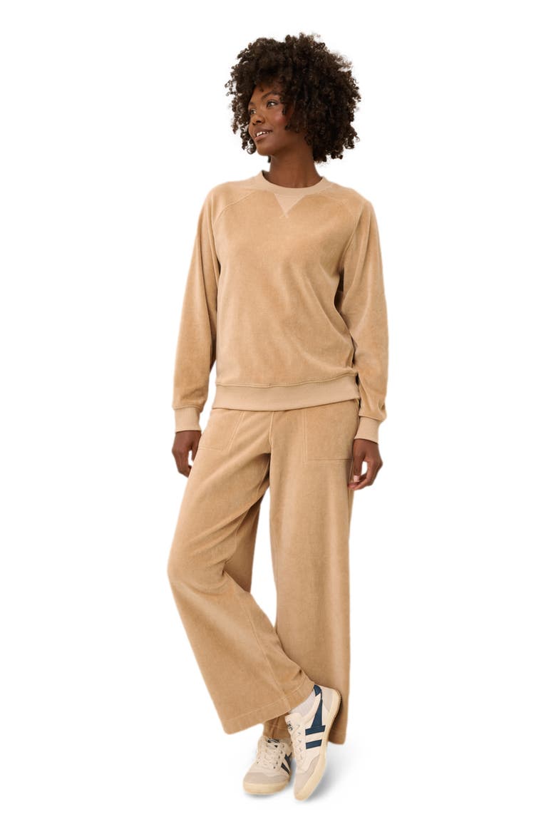 Pure Velour Crew Sweatshirt, Alternate, color, Sesame