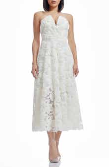 Dress the Population Briella Rosette Strapless Fit & Flare Dress