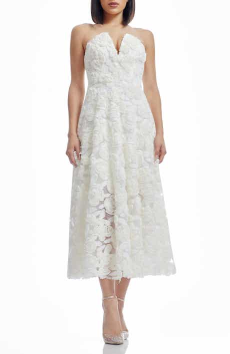 Dress the Population Briella Rosette Strapless Fit & Flare Dress