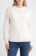 Caslon® Lofty Pointelle Stitch Crewneck Sweater