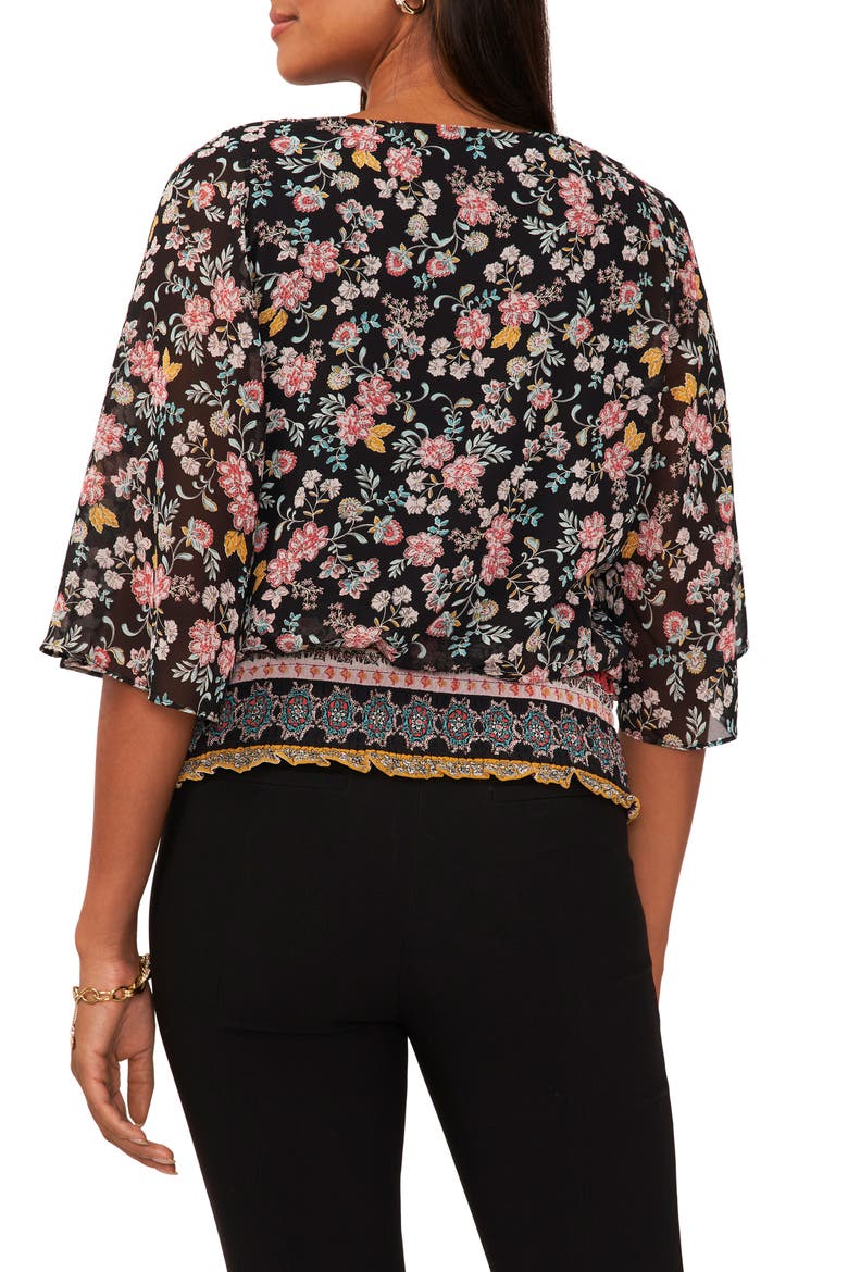 Smocked Floral Top, Alternate, color, BLACK 001