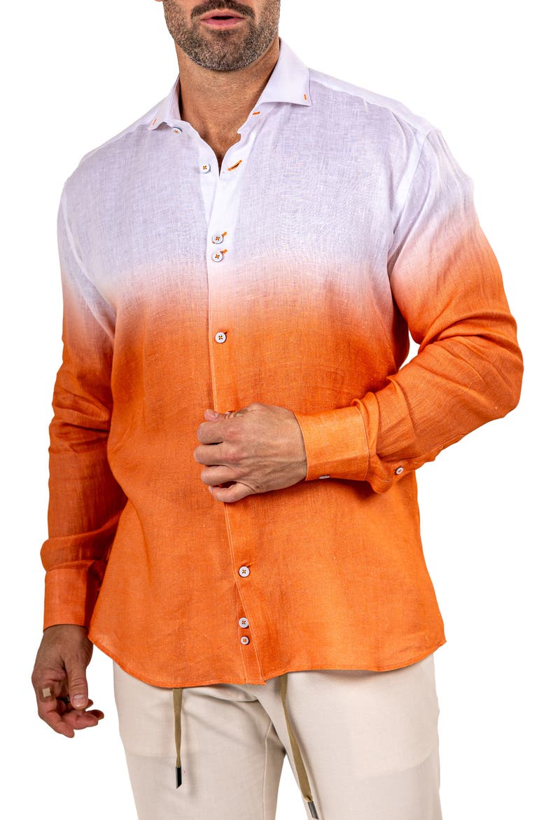 Eins Marthy Contemporary Fit Linen Button-Up Shirt, Alternate, color, ORANGE