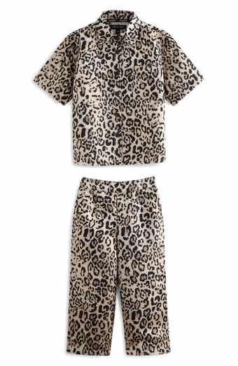 smALLSAINTS by ALLSAINTS Kids' Leopard Print Button-Up Shirt & Wide Leg Pants Set