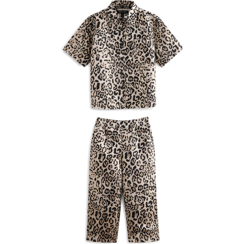 smALLSAINTS by ALLSAINTS Kids' Leopard Print Button-Up Shirt & Wide Leg Pants Set  product