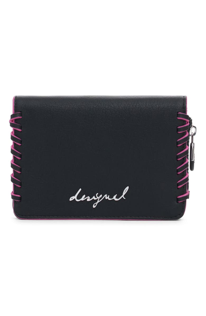 Desigual Faux Leather Wallet, Main, color, Black