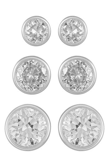 Vince Camuto Set Of 3 Cubic Zirconia Stud Earrings In Metallic